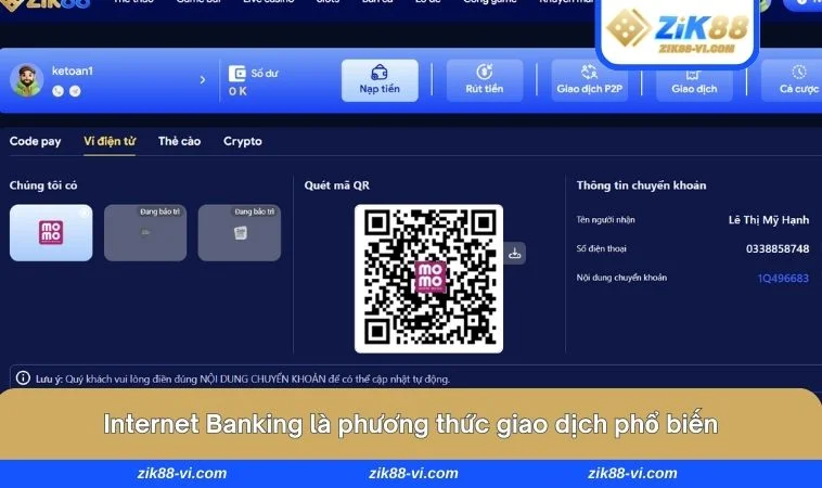 Internet Banking là phương thức giao dịch phổ biến